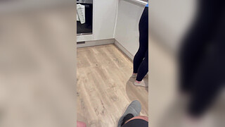 Stepson filming me when I wash dishes, after I took his big dick and pulled him on the chair and I suck his big dick