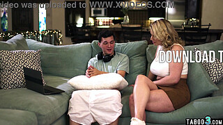 Blonde MILF stepmother Rachael Cavalli cant resist her stepsons huge dick