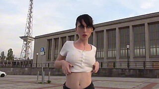 Risky Public Sex in The Middle of The City with Brunette Teen Babe