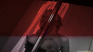 A blonde milf stripper sucks and fucks with her friends in a strip club threesome