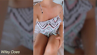 Wifey teases you with her perfect tits and lets you see them beautiful