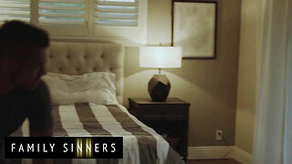 FAMILY SINNERS - Blonde Bombshell Teases Her Boyfriend’s Brother With Her Ass And Gets Him Hard