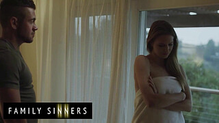 FAMILY SINNERS - Blonde Bombshell Teases Her Boyfriend’s Brother With Her Ass And Gets Him Hard