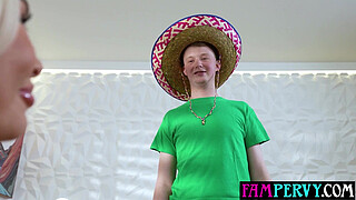 BBW MILF stepmother Callie Brooks playing with her stepsons huge maraca