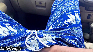 Hijab Student wife was very hot and sexy I picked her her from university Jakarta. She played on my dick in side the car