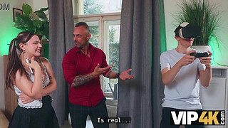 VIP4K. The virtual game ends with a real Cumshot from His Daddy