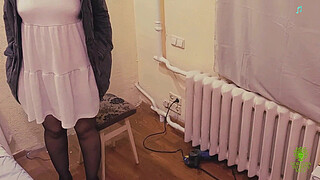 The kind lady boss gave a migrant worker a blowjob