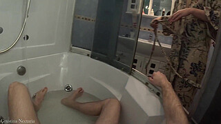 I was bathing, but my wife came and gave me the slovest and most gentle blowjob in the water