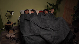 Bisexual foursome of friends after a big party!