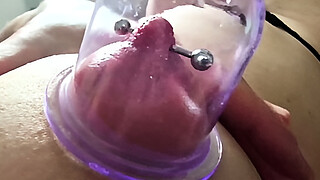 Pumping Suck Hard My Pierced Nipples