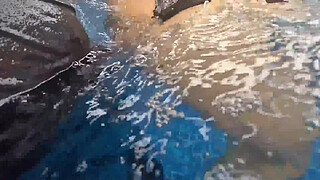 Amateur Sex in the Water Outdoors with a Horny MILF with a Huge Ass, Cumming