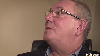 Secretary caught coworker sucking old boss under desk