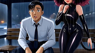 Pussy-Girl Fucks a Rich Man in a Car in Front of Infatuated Guy. Hentai Cuckold