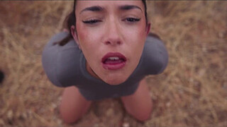 Gorgeous Spanish goddess gets ass punished and tied up for piss play by an olive grove