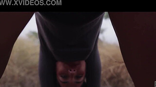 Gorgeous Spanish goddess gets ass punished and tied up for piss play by an olive grove