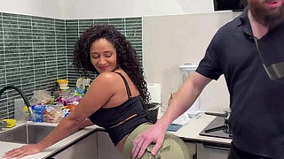 I found the building's janitor spying on me in the laundry room and I had to give him my pussy. (COMPLETE IN SHEER/RED)