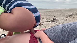 Stop jerking my dick, this is a public beach! Public anal.