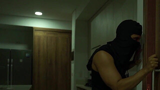 A stranger enters the home of busty blonde MILF Monique Fuentes, and she knows how to treat him.