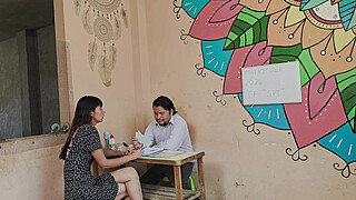 She came to enroll her son and had to spread her legs so he could study; a MILF will do anything to get laid.