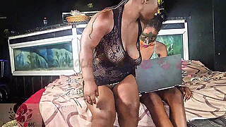 Seducing my big booty Midget step sister by showing her Lesbian Porn on Xvideos!!