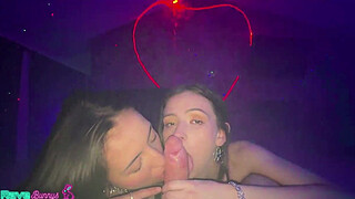 Serena Hill And Sasha Tatcha Ignite The Neon Night In Wild Threesome!