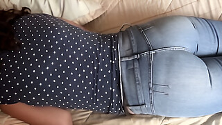 Full loads in my stepmother's big ass with panties, jeans up and jeans down.