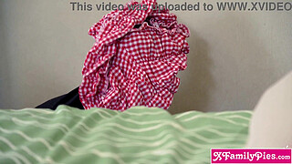 Russian teen stepsister caught by stepbrother trying to get off