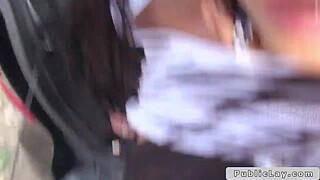 Pounding European brunette amateur outdoors