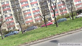 Pounding European brunette amateur outdoors