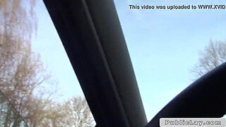 Pounding European brunette amateur outdoors