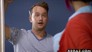 Sexy teacher with big tits seduces lucky student guy