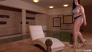 Busty Anastasia Lux unleashes those Monster tits by the Pool