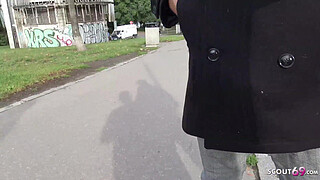 GERMAN SCOUT - BLUE EYES BIG TITS MILF FLORANE TALK TO FUCK AT REAL PICK UP CASTING