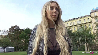 GERMAN SCOUT - BLUE EYES BIG TITS MILF FLORANE TALK TO FUCK AT REAL PICK UP CASTING