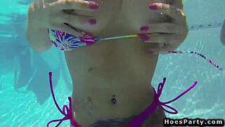 Teens at pool orgy party outdoors