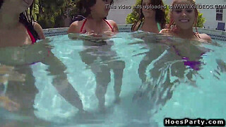 Teens at pool orgy party outdoors