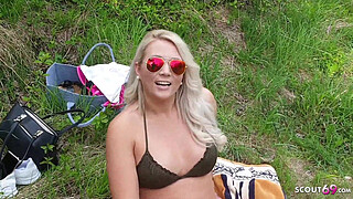 German MILF caught Young Boy Watch and Help with Public Sex