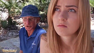 Sexy young babe fucked by an old man she swallows his cum after fucking