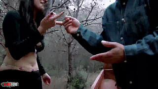 Bigtited gipsy whore fucked in the ass in the woods