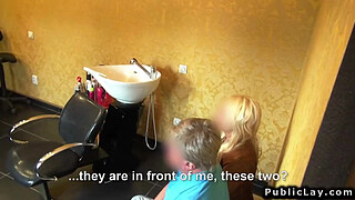 Amateur hairdresser fucks for cash POV