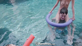 PORNPROS Pool party with two blondes turns into threesome