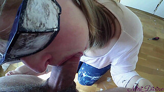 My step sister sucks me and lets me fuck her big ass during the work!