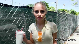 Lovely blonde gets huge cock in public