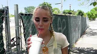 Lovely blonde gets huge cock in public