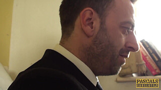 Subslut Montse Swinger gags on cock before rough anal fuck