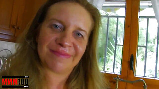 Fucking an old fat french whore in the kitchen