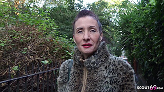 GERMAN SCOUT - SKINNY REDHEAD MATURE SCARLETT TALK TO FUCK AT STREET CASTING