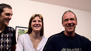 Stupid German Cuckold let his Anorexic slim wife Fuck old Stranger in Threesome