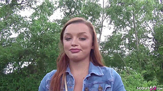 GERMAN SCOUT - REDHEAD DAPHNE ROUGH PUBLIC CASTING FUCK