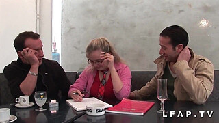 A beautiful french slut with big tits gets her big ass double penetrated